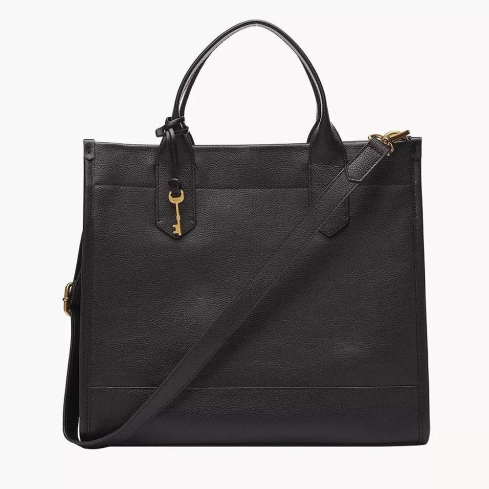 Fossil Kyler Tote Bag Large Black with Detachable Shoulder Strap